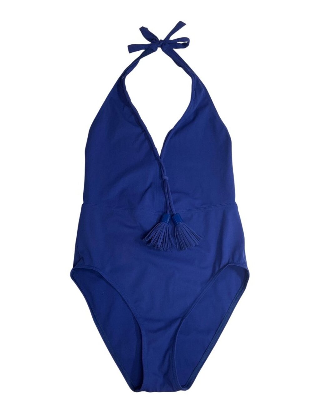 Hermes Roma One Piece Halter Swimsuit With Tassels in Bleu Mykonos